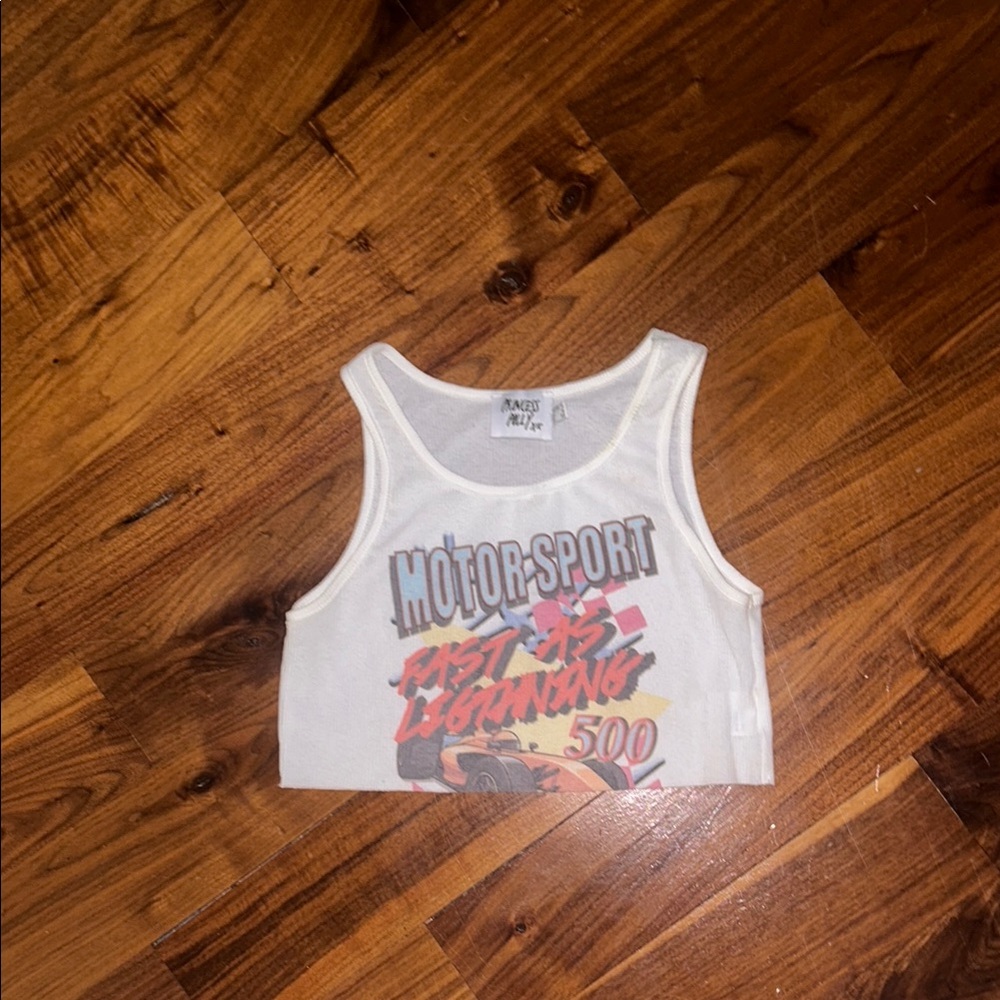 Motorsport Cropped Tank Top - White